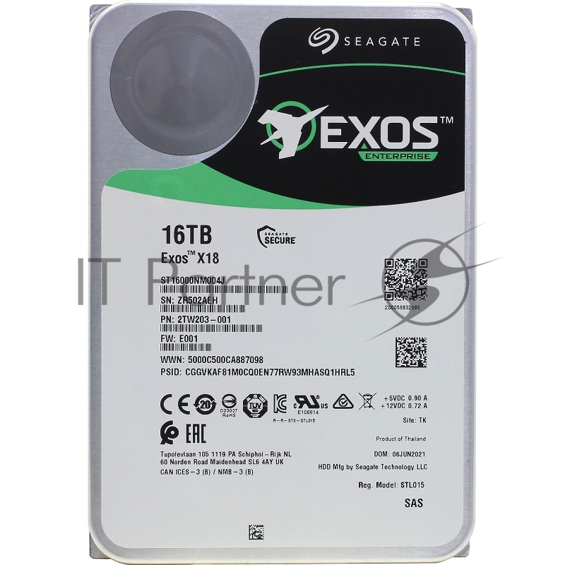 Жесткий диск SEAGATE HDD Server Exos X18 HDD 512E/4KN ( 3.5/ 16TB/ SAS 12Gb/s / 7200rpm)