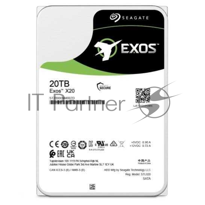 Жесткий диск SEAGATE HDD Server Exos X20 HDD 512E/4KN ( 3.5/ 20TB/ SATA 6Gb/s / 7200rpm)