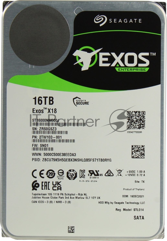 Жесткий диск SEAGATE SATA 16TB 7200RPM 6GB/S 256MB ST16000NM000J