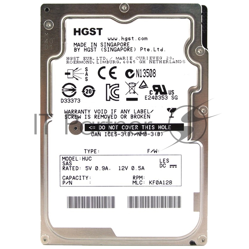 Жесткий диск HDD HGST SAS Server 300Gb 2.5 Ultrastar 10K rpm 12Gb/s 128Mb 1 year ocs (replacement AL15SEB030N, AL14SEB030N)