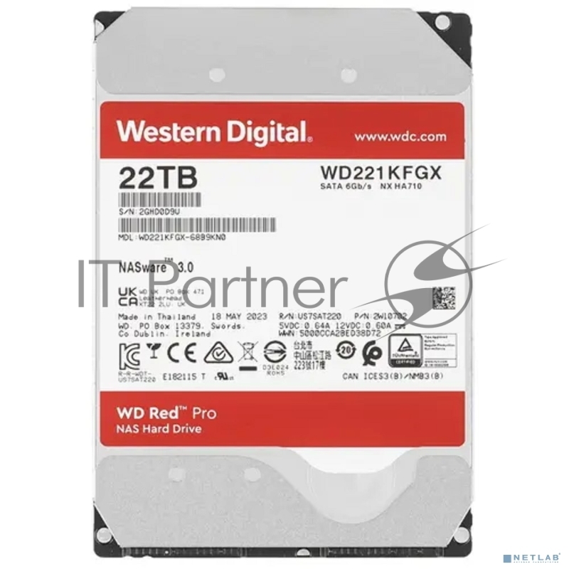 Жесткий диск 22TB 7200 RPM, SATA 6 Gb/s, CMR, 512 MB Cache, 3.5