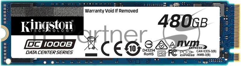 Накопитель SSD Kingston Enterprise SSD 480G DC1000B M.2 2280 Enterprise NVMe Gen3 x4 (R3400/W600MB/s) (Data Center)