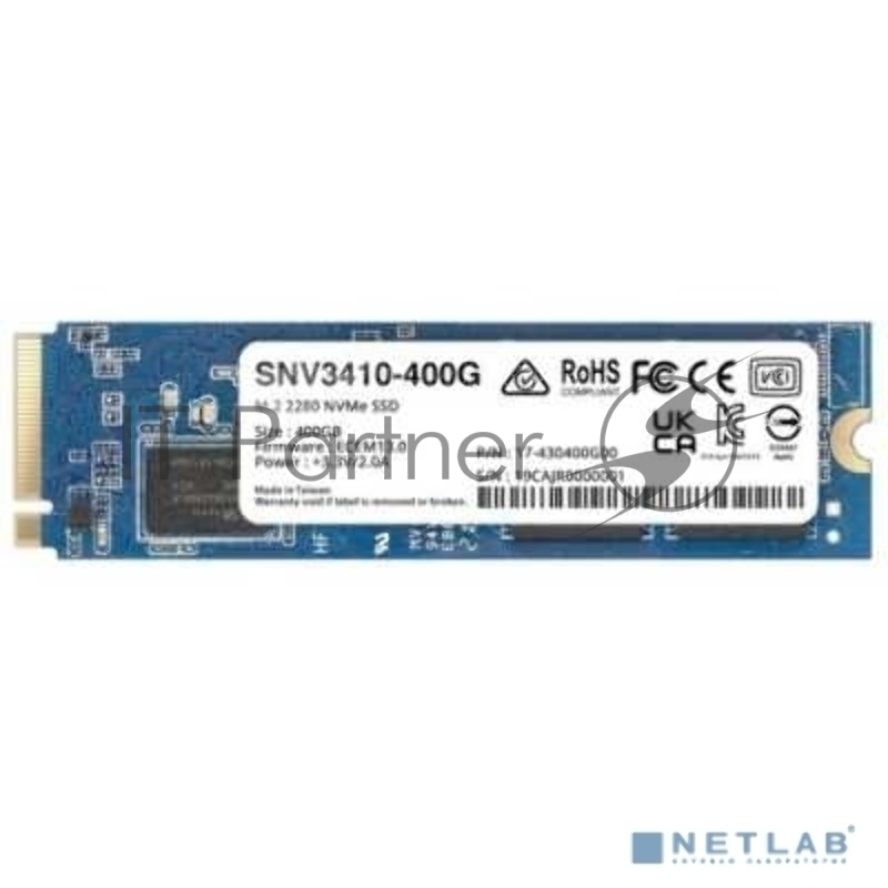 Накопитель Synology SSD SNV3000 Series PCIe 3.0 x4 ,M.2 2280, 400GB, R3000/W750 Mb/s, IOPS 225K/45K, MTBF 1,8M repl SNV3400-400G