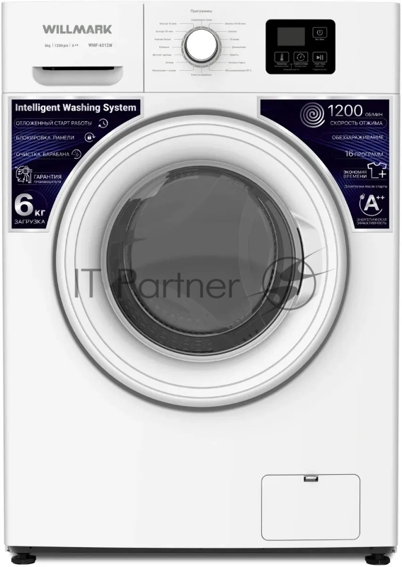 Стиральная машина WILLMARK WMF-6012W (6кг/1200 об., SLIM, 16 реж.,доз.белья, ,A++, белый)