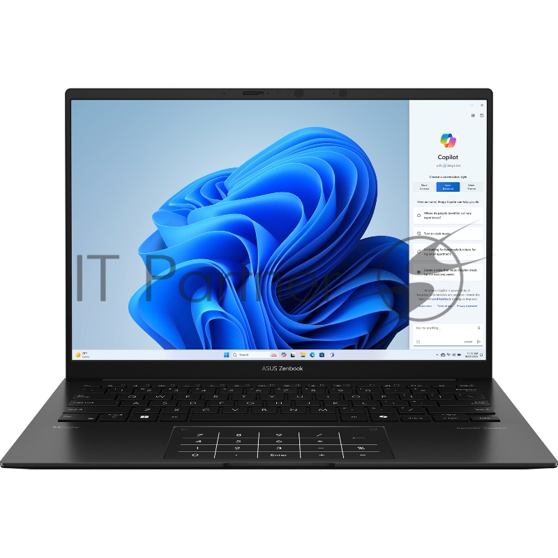 Ноутбук Asus Zenbook 14 OLED UM3406HA-QD015W Ryzen 7 8840HS 16Gb SSD1Tb AMD Radeon 14 OLED FHD+ (1920x1200) Windows 11 Home black WiFi BT Cam Bag (90NB1271-M003F0)