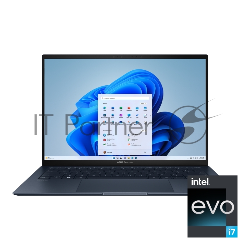 Ноутбук Asus Zenbook S UX5304MA-NQ172 Core Ultra 7 155U 16Gb SSD1Tb Intel Graphics 13.3 OLED 3K (2880x1800) noOS blue WiFi BT Cam Bag (90NB12V3-M00B20)