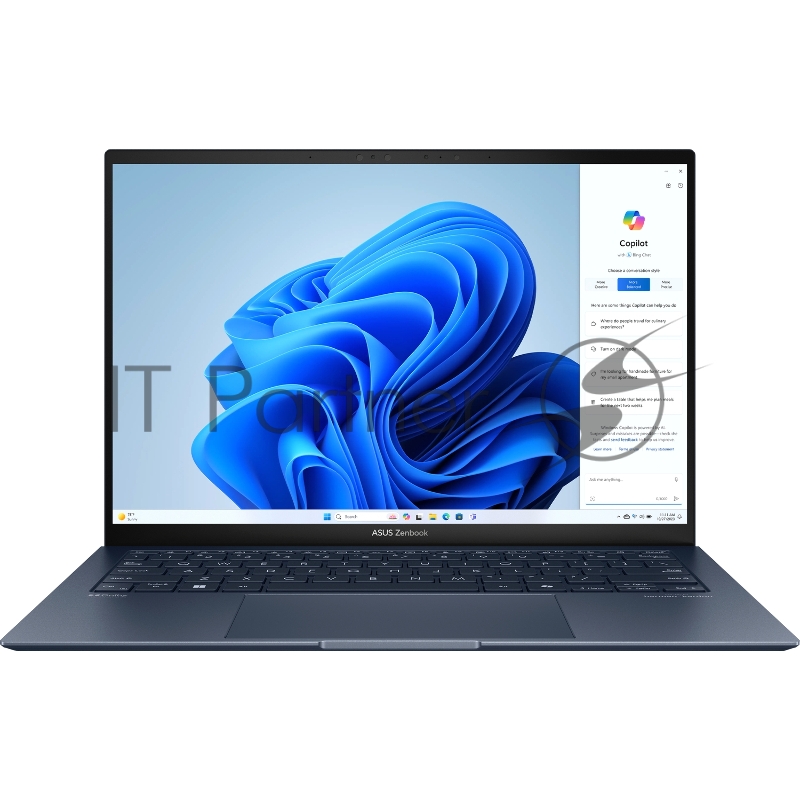 Ноутбук Asus Zenbook S UX5304MA-NQ172 Core Ultra 7 155U 16Gb SSD1Tb Intel Graphics 13.3 OLED 3K (2880x1800) noOS blue WiFi BT Cam Bag (90NB12V3-M00B20)