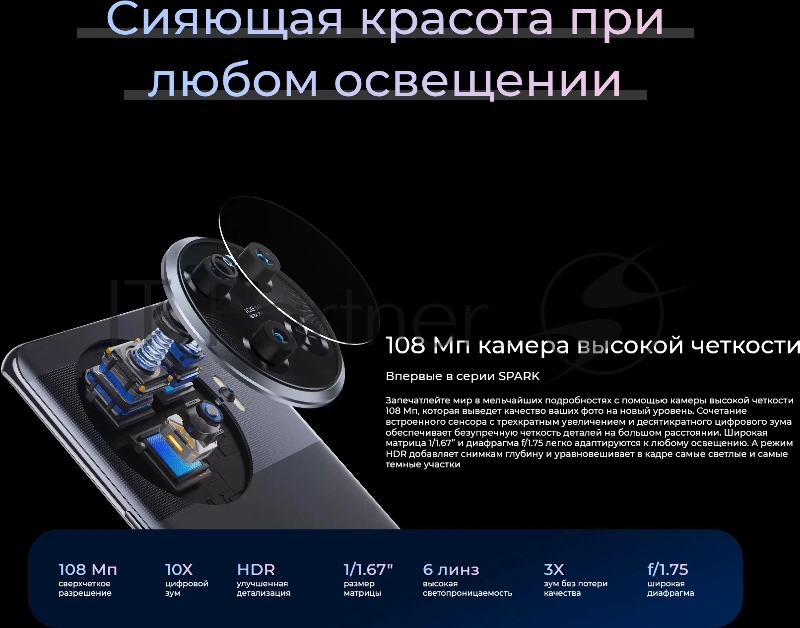 Смартфон Tecno Spark 20 Pro+ KJ7 8/256Gb Temporal Orbits (TCN-KJ7.256.TEOR)