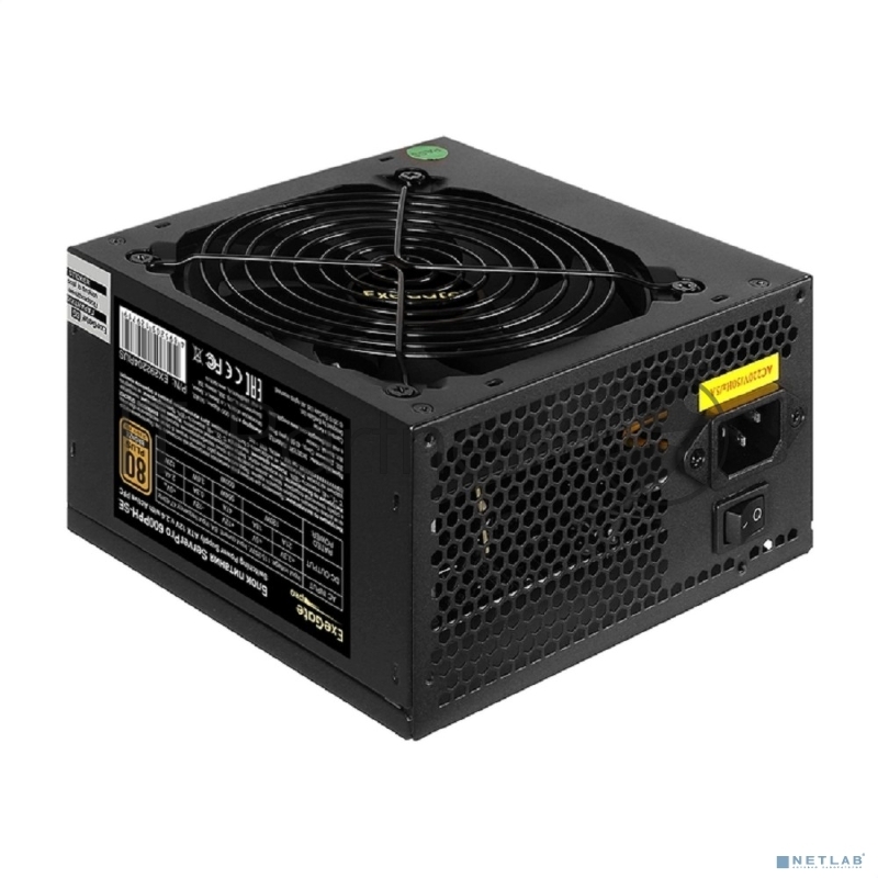 Серверный БП 600W ExeGate ServerPRO 80 PLUS® Bronze 600PPH-SE (ATX, for 3U+ cases, APFC, КПД 89% (80 PLUS Bronze), 12cm fan, 24p, (4+4)p, PCIe, 5SATA, 3IDE, black)