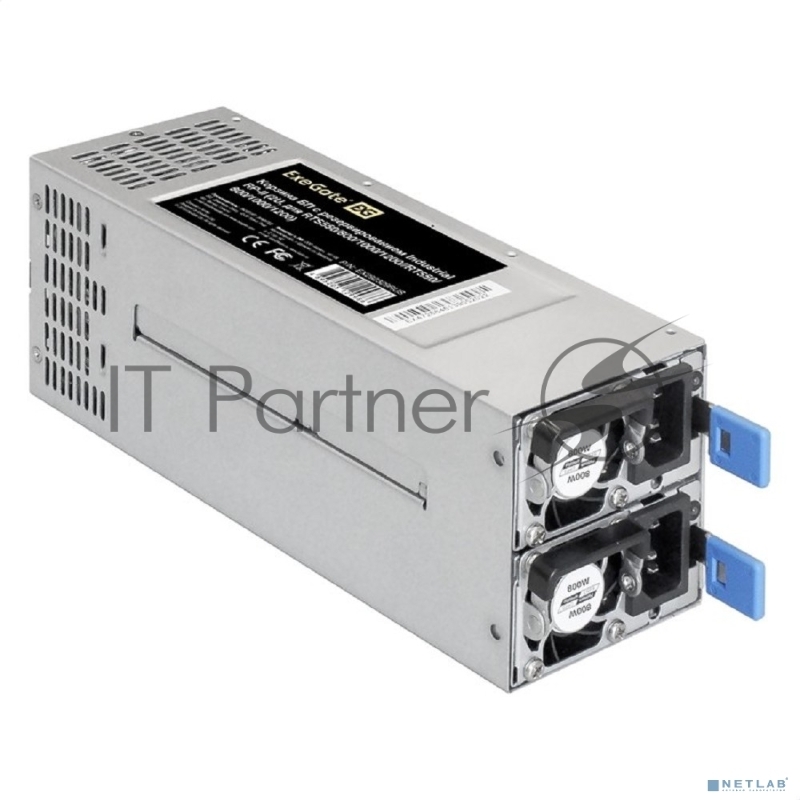 Серверный БП с резервированием 2U Redundant 2x800W ExeGate EX292322RUS Industrial-RTS800 (APFC, КПД 94% (80 PLUS Platinum), 4 cm fan, 24pin, 2x(4+4)pin, 2PCIe, 2SATA, 6IDE, Cable Management)