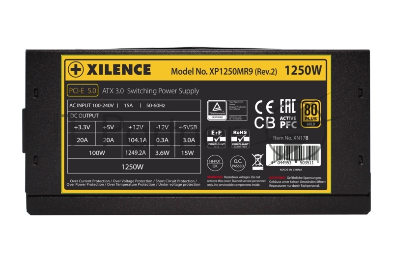 Блок питания XILENCE Performance X+, XP1250MR9.2, 1250W, A.PFC, 80+ Gold, modular, ATX 3.0, 12VHPWR (PCIe Gen 5.0)