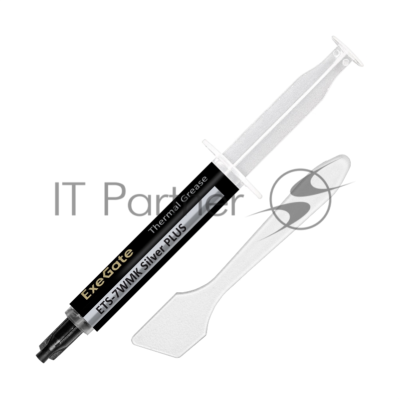 Термопаста ExeGate ETS-7WMK Silver PLUS (7,2 Вт/(м•К), 5г, шприц с лопаткой)