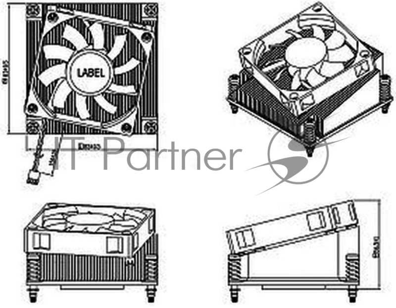 Вентилятор ADVANTECH для CPU LGA1156 S-95W 83*83*56.5mm-SS 12V0.3A P (1960050255N001)