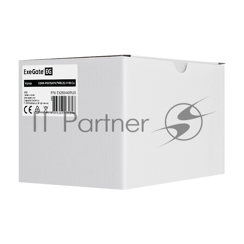 Кулер ExeGate EX293442RUS ESNK-P0078AP4.PWM.2U.4189.Cu (Al+Cu, 2U, 5 тепл. трубок, LGA 4189, TDP 300W, Fan 80mm, PWM, 2100-8000RPM, 2 ball bearing, 4pin, 54,3db, 400г, на защелках, с термопастой, Retail box)