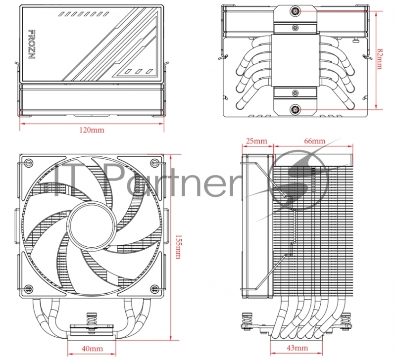 Кулер для процессора ID-COOLING FROZN A610 BLACK LGA20XX/1700/1200/115X/AM5/AM4 (10шт/кор, TDP 260W, PWM, черный, 6 тепл.трубок + медная база, FAN 120mm) RET