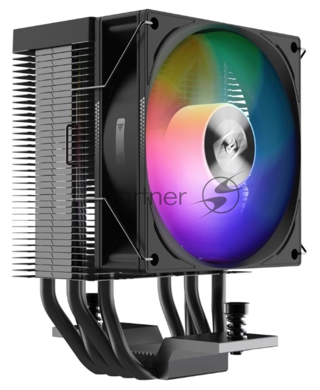 Кулер PCCooler R400 ARGB BK S115X/1200/1700/AM4/AM5 (TDP 180W, 90mm ARGB Fan, 4 тепловые трубки 6мм, 650-2200RPM, 28,3dBa)