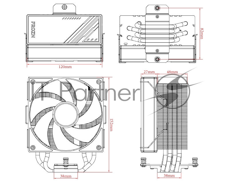 Устройство охлаждения(кулер) ID-Cooling Frozn A410 ARGB Wh Soc-AM5/AM4/1151/1200/2066/1700 4-pin Al+Cu 230W 730gr LED Ret
