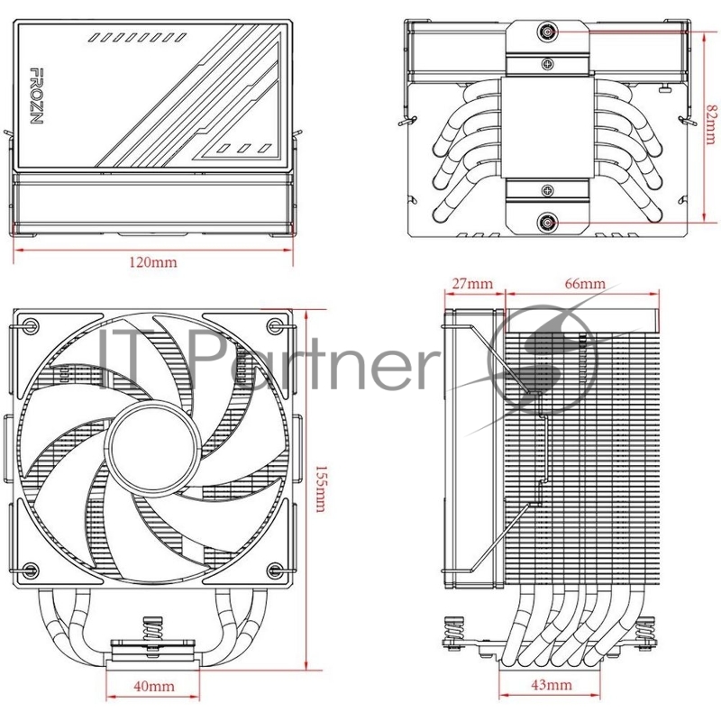 Устройство охлаждения(кулер) ID-Cooling Frozn A610 ARGB Wh Soc-AM5/AM4/1151/1200/2066/1700 4-pin Al+Cu 250W 940gr LED Ret