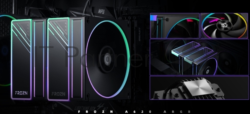 Устройство охлаждения(кулер) ID-Cooling Frozn A620 ARGB Soc-AM5/AM4/1151/1200/2066/1700 4-pin 29.9dB Al+Cu 270W 1200gr LED Ret
