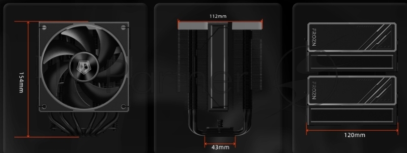 Устройство охлаждения(кулер) ID-Cooling Frozn A620 ARGB Soc-AM5/AM4/1151/1200/2066/1700 4-pin 29.9dB Al+Cu 270W 1200gr LED Ret