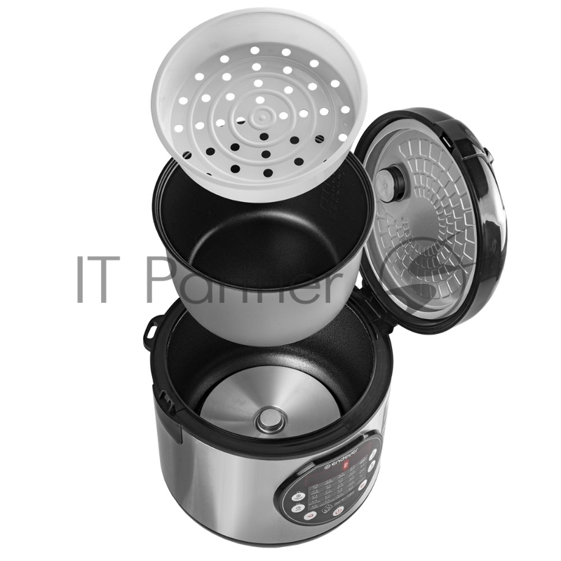 Мультиварка электрическая Endever Vita-121, черный/стальной, мощность 1000 Вт, емкость 5л, 25 авторежимов работы,книга рецептов, 4 шт/уп.