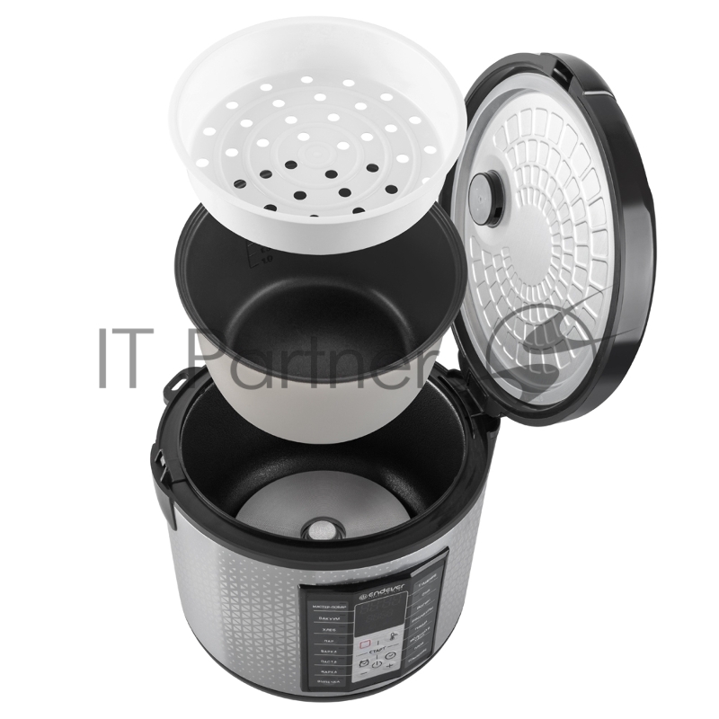 Мультиварка электрическая Endever Vita-122, черный/стальной, мощность 1000 Вт, емкость 5л, 16 авторежимов работы,книга рецептов, 4 шт/уп.
