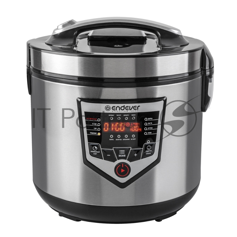 Мультиварка электрическая Endever Vita-124, черный/стальной, мощность 1000 Вт, емкость 5л, 16 авторежимов работы,книга рецептов, 4 шт/уп.
