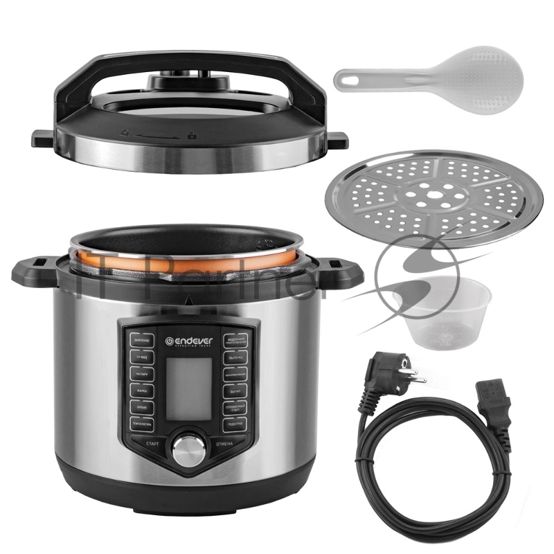Скороварка-мультиварка электрическая Endever Vita-131, черный/стальной, мощность 1200 Вт, емкость 6л, 38 авторежимов работы, книга рецептов, 2 шт/уп.