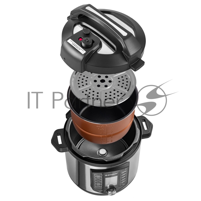 Скороварка-мультиварка электрическая Endever Vita-131, черный/стальной, мощность 1200 Вт, емкость 6л, 38 авторежимов работы, книга рецептов, 2 шт/уп.