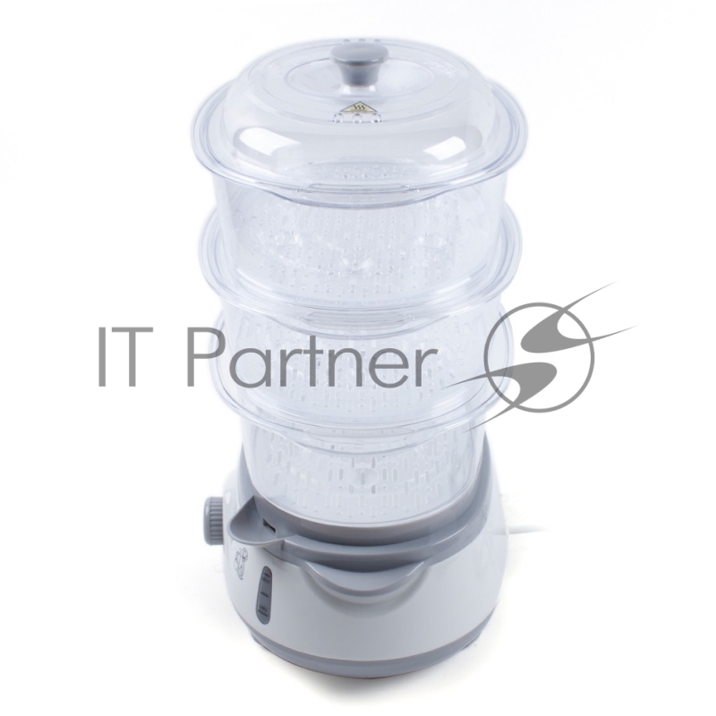 Пароварка Endever Vita-170, белый/серый, мощность 1000 Вт, объем 11 л, три уровня готовки, индикатор питания, контроль уровня воды, таймер с отключени