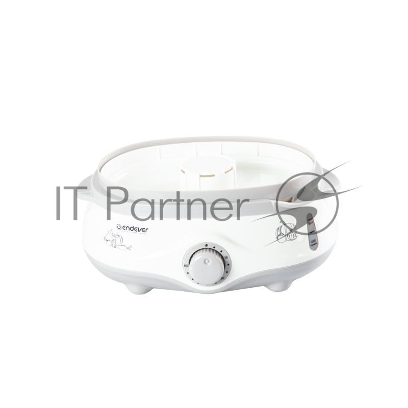 Пароварка Endever Vita-170, белый/серый, мощность 1000 Вт, объем 11 л, три уровня готовки, индикатор питания, контроль уровня воды, таймер с отключени