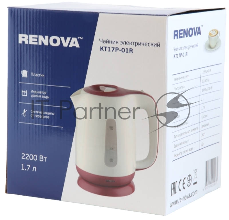 Чайник RENOVA KT17P-01R Пластик