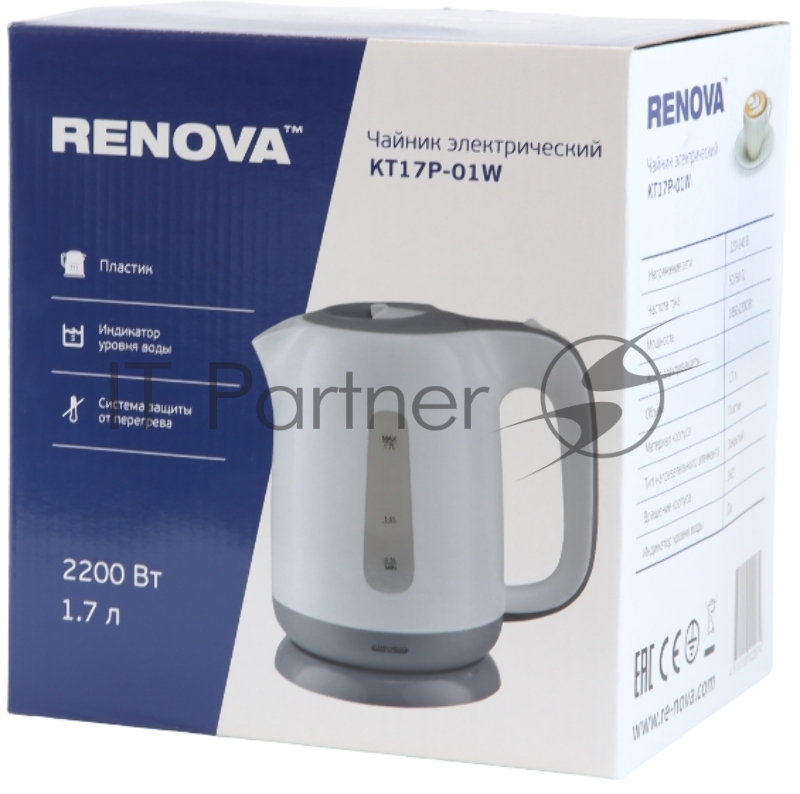 Чайник RENOVA KT17P-01W Пластик