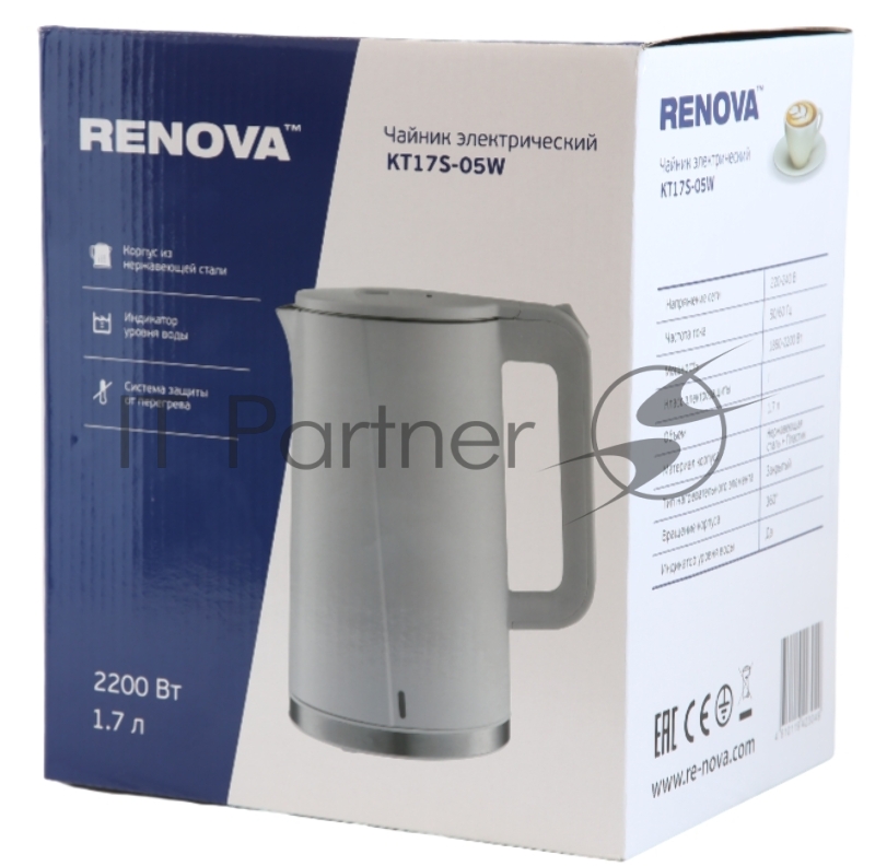 Чайник RENOVA KT17S-05W Нержавеющая сталь