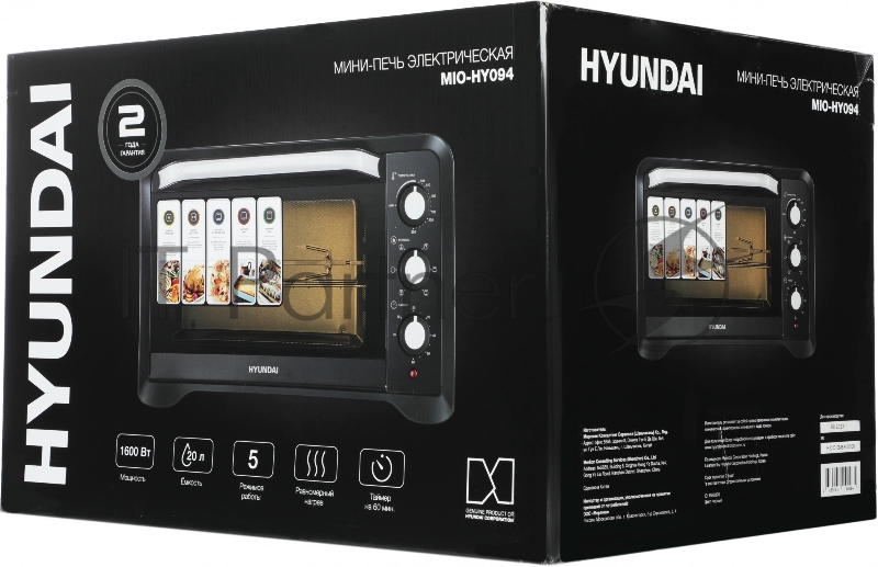 Мини-печь Hyundai MIO-HY094 35л. 1600Вт черный