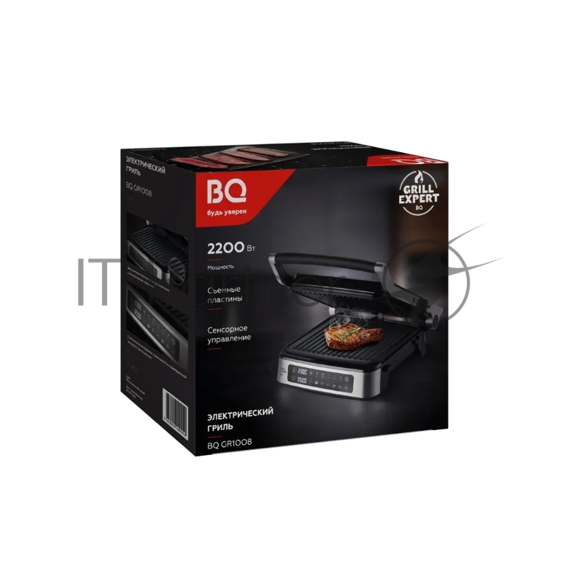 Электрический гриль BQ GR1008 Metallic Gray. Мощность:2200 Вт, Съемные пластины, Сенсорное управление, Две съемные пластины из литого алюминия с антипригарным покрытием, 5 автоматических режимов и возможнсть индивидуальной настройки, Крышка прибора о