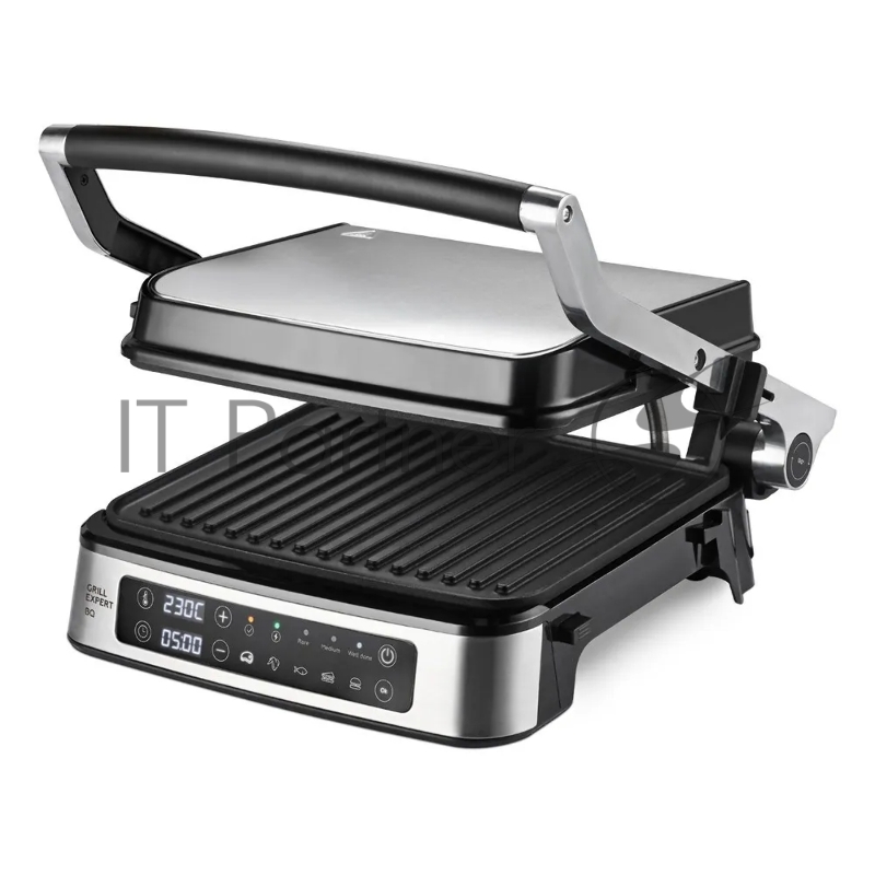 Электрический гриль BQ GR1008 Metallic Gray. Мощность:2200 Вт, Съемные пластины, Сенсорное управление, Две съемные пластины из литого алюминия с антипригарным покрытием, 5 автоматических режимов и возможнсть индивидуальной настройки, Крышка прибора о