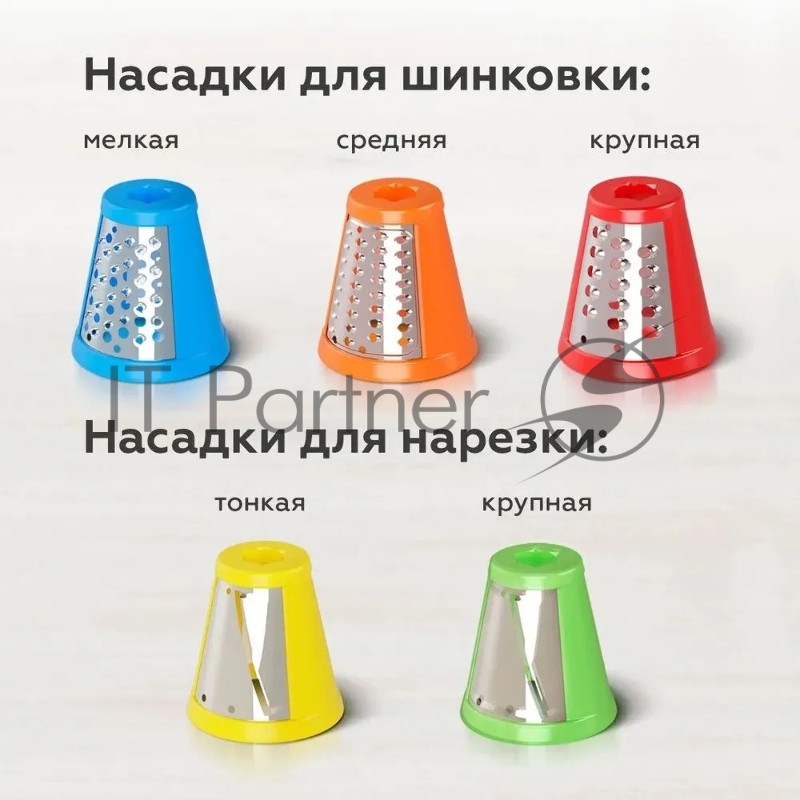 Овощерезка BQ CH1010 White-Gray. Мощность:150 Вт / 5 сменных насадок / Пять насадок для нарезки и шинковки / Продуманная система хранения / Удобное загрузочное отверстие / Прямая подача нарезанных ингредиентов сразу в чашу / Параметры электропитания: