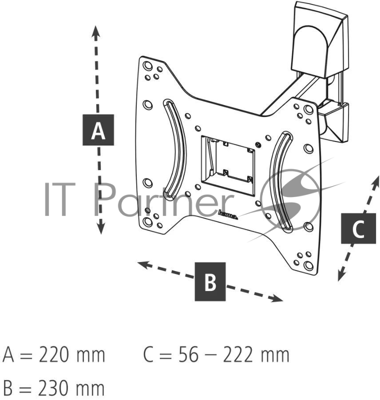 Кронштейн для телевизора Hama 00220821 черный 19-48 макс.20кг настенный поворот и наклон