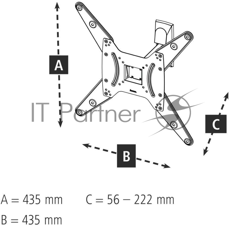 Кронштейн для телевизора Hama 00220823 черный 32-65 макс.20кг настенный поворот и наклон