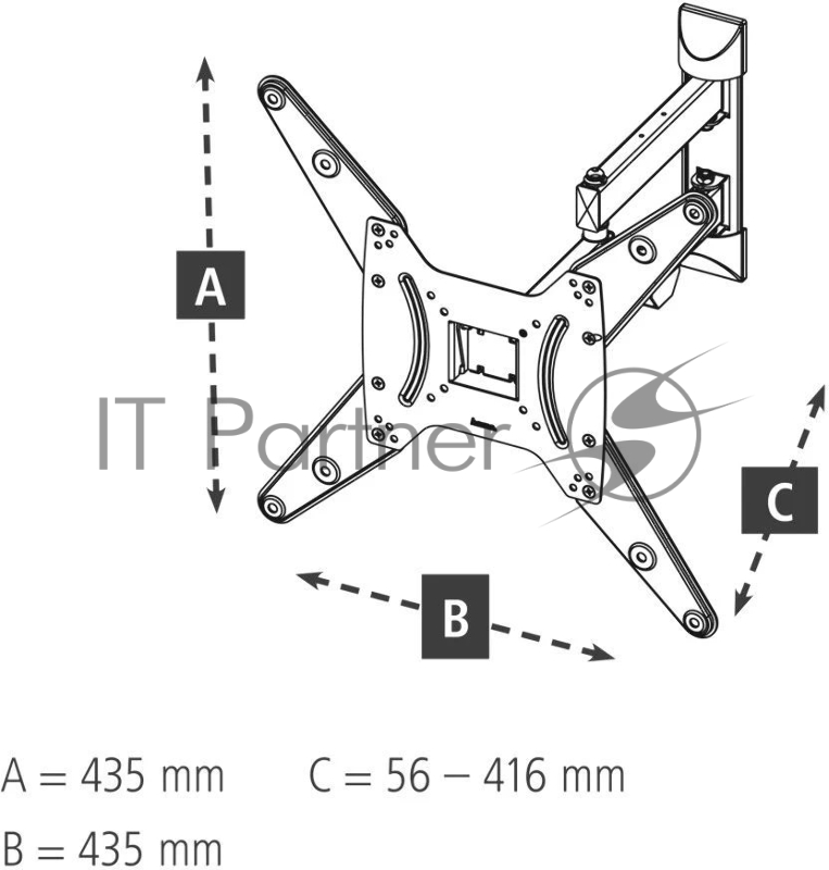 Кронштейн для телевизора Hama 00220824 черный 37-90 макс.25кг настенный поворот и наклон