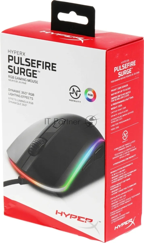 Мышь HyperX Pulsefire Surge черный оптическая (16000dpi) USB2.0 (6but)