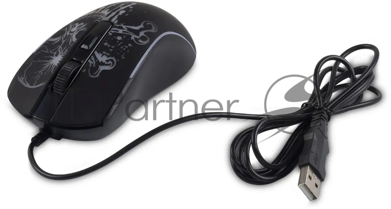 Мышь Оклик 702G черный оптическая (3600dpi) USB для ноутбука (4but)