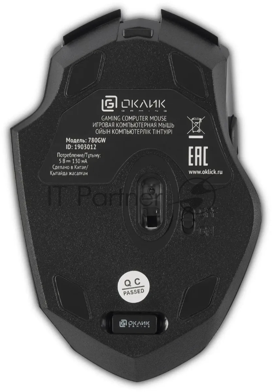 Мышь Оклик 780GW черный оптическая (3200dpi) беспроводная USB для ноутбука (6but)