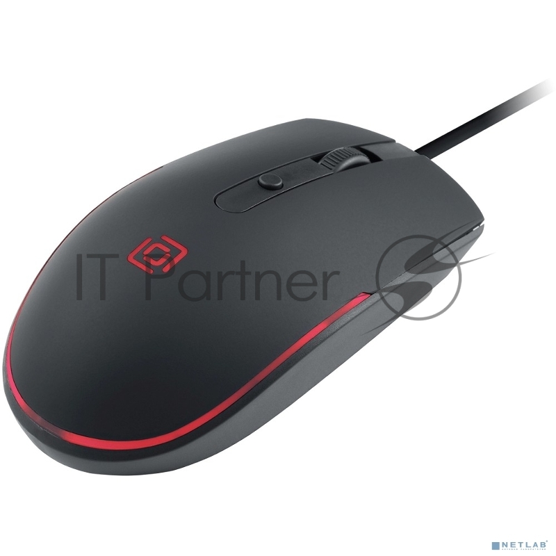 Мышь Оклик 100M черный оптическая (1600dpi) USB для ноутбука (4but)