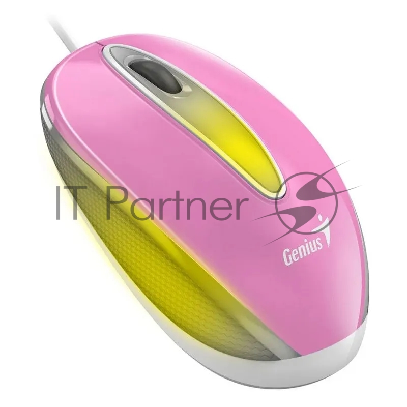 Мини-светодиодная мышь проводная Genius DX-Mini, Pink, USB, разрешение 1000 DPI, длина 95 мм. Цвет: розовый