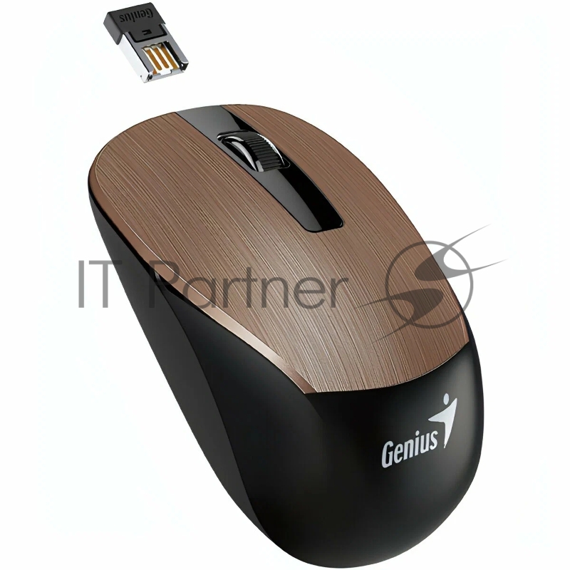 Мышь беспроводная Genius NX-7015, оптическая, мини-ресивер, сенсор Blue Eye, оптическая, разрешение 800 / 1200 /1600 dpi, SmartGenius, покрытие металлик. Цвет: роз