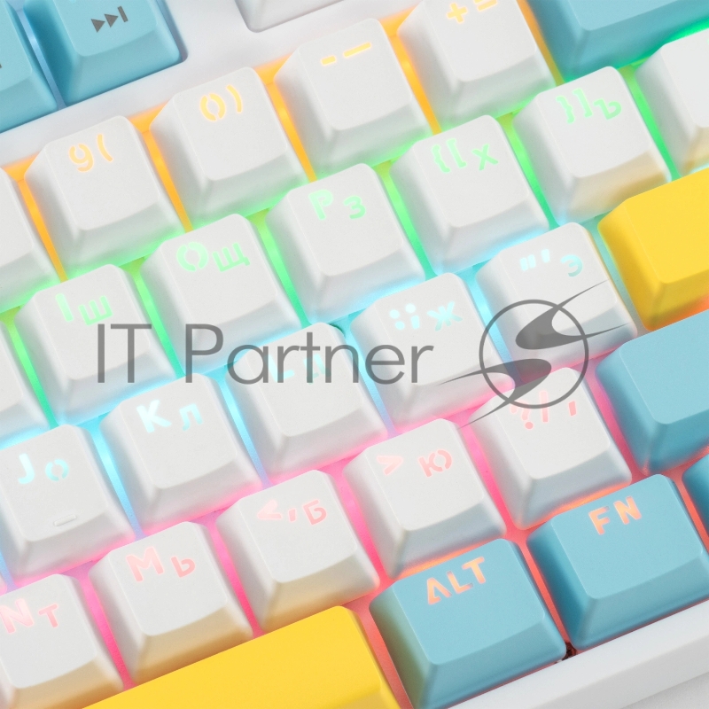 Клавиатура Оклик K951X механическая белый USB Multimedia LED (подставка для запястий) (1901079)