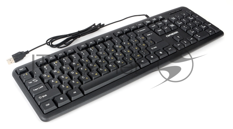 Клавиатура проводная Гарнизон GK-100L, мембранная, 104 клавиш, защита от брызг, кабель 1.8м, черная