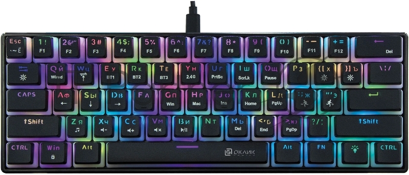 Клавиатура Оклик K763W механическая белый USB беспроводная BT/Radio Multimedia for gamer LED (1920562)